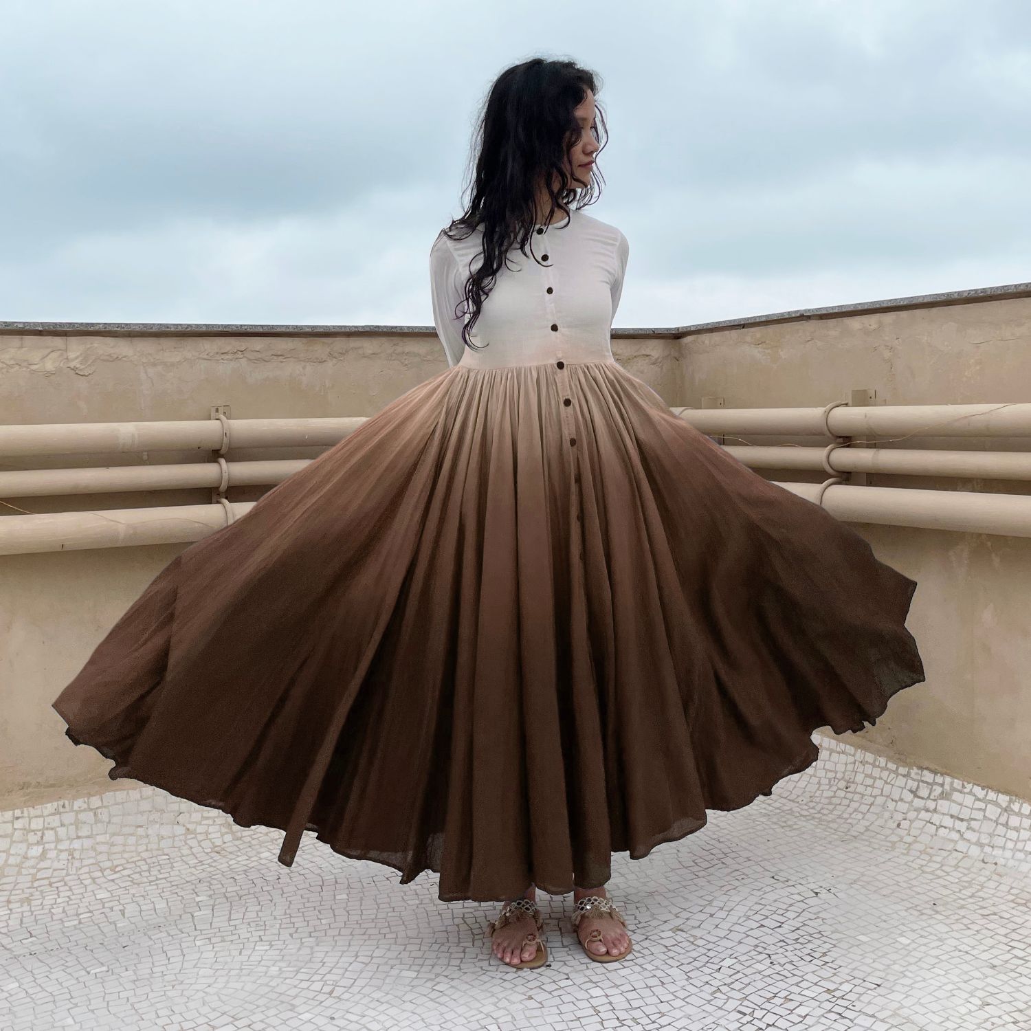 brown ombre dress SAME Strapless Draped Maxi | Brown Ombre main image 0
